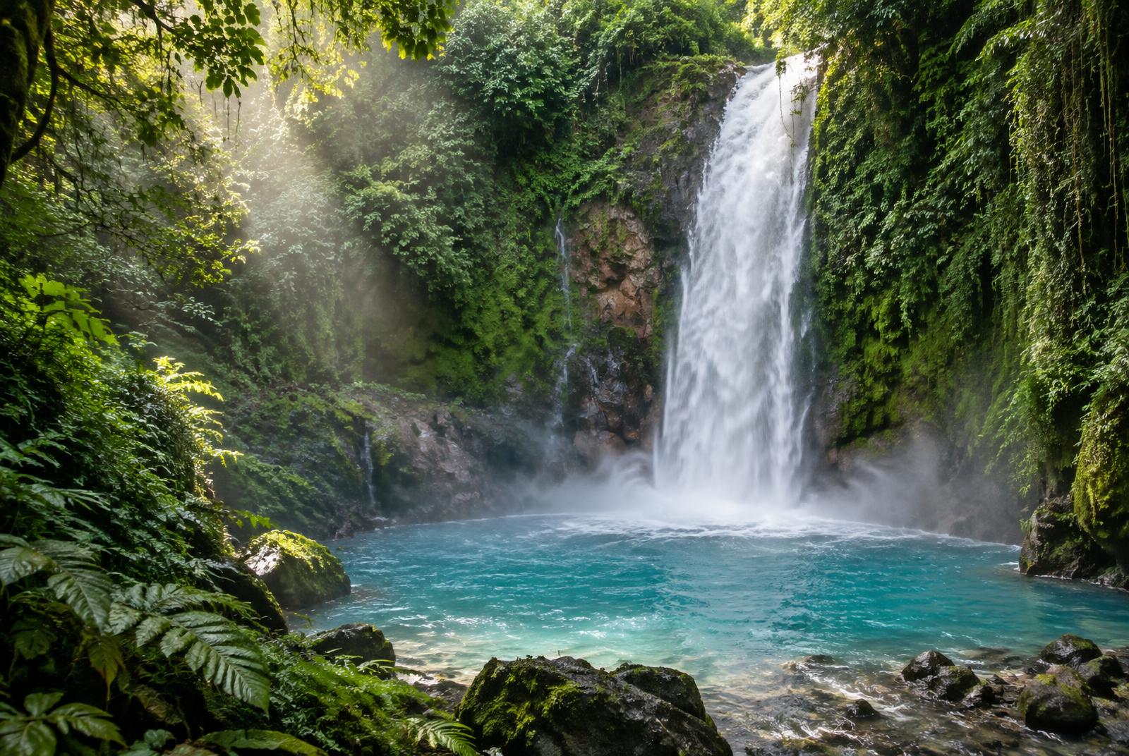 Catarata en medio del bosque tropical costarricense